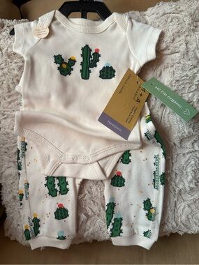 Organic Cactus Baby Matching Set - Neutral Cream